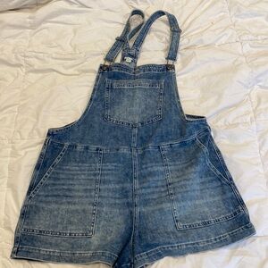 Aerie denim overalls size large